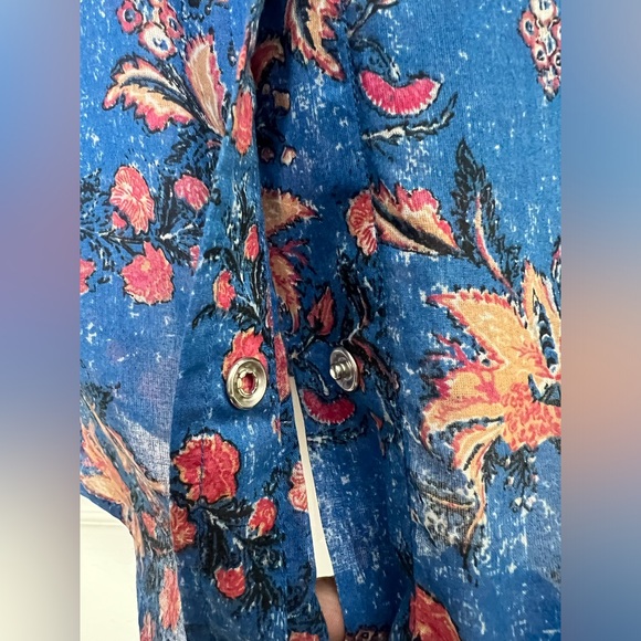 Isabel Etoile Marant Floral Print Snap Button Up Blouse Top Sz Fr 34 - Picture 8 of 13